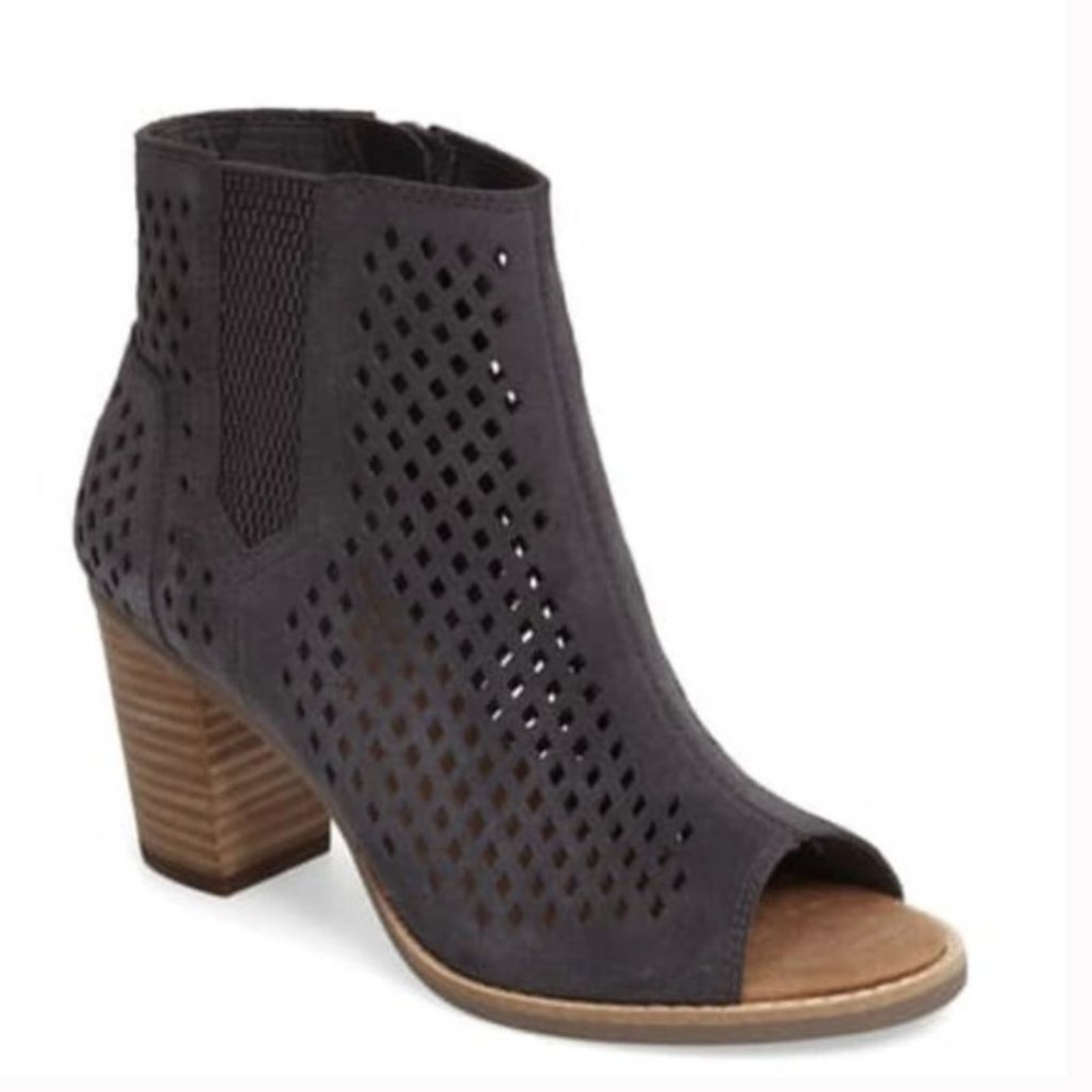 NWOT Toms Majorca Suede Peep Toe Ankle Booties (9.5)